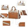 imageBOSTANTEN Briefcases for Men Messenger Bag Genuine Leather Laptop Bag 156 inch Office Work Tote for Buisness TravelCbrownbeige