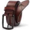 imageBOSTANTEN Genuine Leather Personalized Belt for Men 1 38quot Classic Customized Gifts for Dad Him BoyfriendRed Brown