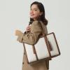 imageBOSTANTEN Laptop Tote Bag for Women Work Bag Professional 156 inch Leather Briefcase Business Office Purse Shoulder BagsBeige With Brown