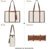 imageBOSTANTEN Laptop Tote Bag for Women Work Bag Professional 156 inch Leather Briefcase Business Office Purse Shoulder BagsBeige With Brown