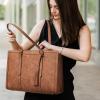 imageBOSTANTEN Laptop Tote Bag for Women Work Bag Professional 156 inch Leather Briefcase Business Office Purse Shoulder BagsBrown