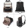 imageBOSTANTEN Leather Laptop Backpack for Women Designer Travel Backpack with Laptop Compartment Ladies Computer Shoulder Bags BlackBeigeBrownBlackbeigebrown