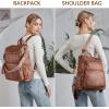 imageBOSTANTEN Leather Laptop Backpack for Women Designer Travel Backpack with Laptop Compartment Ladies Computer Shoulder Bags BlackBeigeBrownBrown