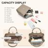 imageBOSTANTEN Satchel Bag for Women Adjustable Shape 3Way Carry Convertible Vegan Leather Tote for Work TravelGrey