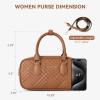 imageBOSTANTEN Vegan Leather Satchel Bag Quilted Crossbody Purses for Women Small Tote Shoulder Handbags with Detachable Strap
