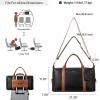 imageBOSTANTEN Weekender Bags for Women Leather Duffle Bag for Travel Overnight Duffel Carry on Large Tote with Trolley Sleeve and Luggage TagBlack
