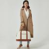 imageBOSTANTEN Weekender Bags for Women Leather Travel Duffle Bag Carry On Large Tote Duffel with Shoe Compartment and Trolley SleeveABeigeBrown