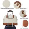 imageBOSTANTEN Weekender Bags for Women Leather Travel Duffle Bag Carry On Large Tote Duffel with Shoe Compartment and Trolley SleeveABeigeBrown