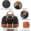 imageBOSTANTEN Weekender Bags for Women Leather Travel Duffle Bag Carry On Large Tote Duffel with Shoe Compartment and Trolley SleeveBBlackBrown