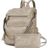 imageBOSTANTEN Backpack Purse for Women Fashion Designer Travel Backpack Leather Convertible Shoulder Bags Casual Daypack Brown1grey