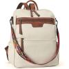 imageBOSTANTEN Backpack Purse for Women Fashion Designer Travel Backpack Leather Convertible Shoulder Bags Casual Daypack Brown2beigebrown