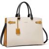imageBOSTANTEN Briefcase for Women 156 Inch Genuine Leather Laptop Briefcase Shoulder Work Tote Bag PurseAbeige