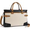 imageBOSTANTEN Briefcase for Women Leather Laptop Bag 156 inch Computer Messenger Office Business Work ToteBeige With Black