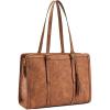 imageBOSTANTEN Laptop Tote Bag for Women Work Bag Professional 156 inch Leather Briefcase Business Office Purse Shoulder BagsBrown
