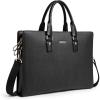 imageBOSTANTEN Leather Lawyers Briefcase Laptop Business Slim Bags for Men ampamp WomenBlack Large
