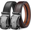 imageBOSTANTEN Ratchet Leather Belt For Men 2 Pack Dress and Casual with Adjustable Buckle Trim to Fit001black and Coffee