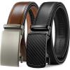 imageBOSTANTEN Ratchet Leather Belt For Men 2 Pack Dress and Casual with Adjustable Buckle Trim to Fit012black and Brown