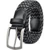 imageBOSTANTEN Stretch Belts for Men Braided Woven Belts Men 1 38quot Gift for Golf Pants Casual Shorts Jeans008black  Grey