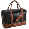 imageBOSTANTEN Weekender Bags for Women Leather Travel Duffle Bag Carry On Overnight Duffel with Shoe CompartmentABlackBrown