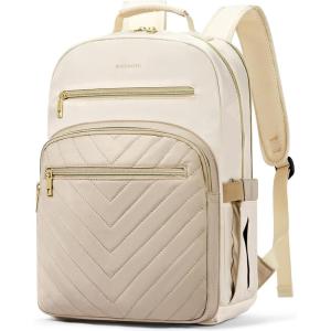 imageBOSTANTEN 156 Inch Laptop Backpack for Women College Teacher Computer Bag Travel Backpack Purse BrownBlackBeigeapricot