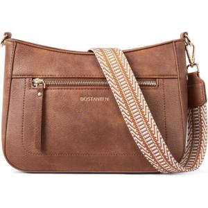 imageBOSTANTEN Crossbody Bags for Women Vegan Leather Hobo Purses Shoulder Handbags with Detachable Guitar StrapA01brown