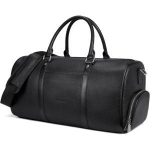 imageBOSTANTEN Genuine Leather Travel Weekender Overnight Duffel Bag Gym Sports Luggage Bags for Men Large BlackAblack