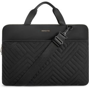 imageBOSTANTEN Laptop Case for MacBook Air 13 Inch M3 2024 Protective Case Quilted Puffy Laptop Sleeve for 13 Inch DellHPASUSMicrosoftCBlackwith handle