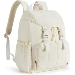 imageBOSTANTEN Womens Puffer Backpack Versatile College Laptop Backpack with RFID Pocket Water Resistant Casual Travel Daypack BlackBeige