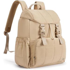 imageBOSTANTEN Womens Puffer Backpack Versatile College Laptop Backpack with RFID Pocket Water Resistant Casual Travel Daypack BlackKhaki
