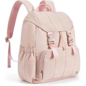 imageBOSTANTEN Womens Puffer Backpack Versatile College Laptop Backpack with RFID Pocket Water Resistant Casual Travel Daypack BlackPink