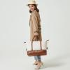 imageBOSTANTEN Weekender Bags for Women Leather Travel Duffle Bag Carry On Overnight Duffel with Shoe Compartment BeigeampampBrownABeigeBrown