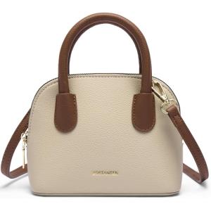 imageBOSTANTEN Small Crossbody Bag Mini Purses for Women Trendy Cute Vegan Leather Satchel Handbag with Detachable Shoulder StrapApricot