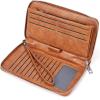 imageBOSTANTEN Leather Wallet for Women RFID Blocking Zip Around Credit Cards Holder Phone Clutch Brown