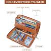 imageBOSTANTEN Leather Wallet for Women RFID Blocking Zip Around Credit Cards Holder Phone Clutch Brown