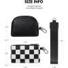 imageBOSTANTEN Small Wallet Checkered Wristlet Wallets for Women RFID Detachable Dual Pouch Keychain Wristlet Wallet Cute Coin Purse Black and WhiteABlack and White