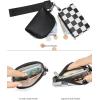 imageBOSTANTEN Small Wallet Checkered Wristlet Wallets for Women RFID Detachable Dual Pouch Keychain Wristlet Wallet Cute Coin Purse Black and WhiteABlack and White
