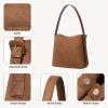 imageBOSTANTEN Bucket Bag Vegan Leather Shoulder Purses for Women Trendy Adjustable StrapSuede Brown