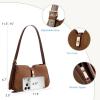 imageBOSTANTEN Shoulder Bag for Women Suede Purses Vegan Leather Hobo Handbag with Adjustable Strap for WinterCoffee