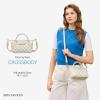 imageBOSTANTEN Small Crossbody Bags for Women Top Handle Purse Vegan Leather Shoulder Handbags for Daily TravelBeige Checkered