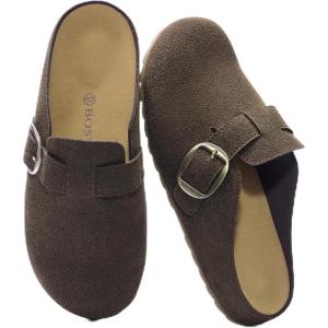 imageBOSTANTEN Clogs for Women Suede Mules with Arch Support Slip On Potato Shoes Versatile for Home and OutdoorCoffee