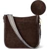 imageBOSTANTEN Crossbody Bags for Women Trendy Vegan Leather Hobo Purses Shoulder Handbags With Wide Shoulder StrapSuede Coffee