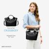 imageBOSTANTEN Small Vegan Leather Purses for Women Ladies Handbag Top Handle Satchel Crossbody Bag Detachable Shoulder StrapBlack