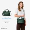 imageBOSTANTEN Small Vegan Leather Purses for Women Ladies Handbag Top Handle Satchel Crossbody Bag Detachable Shoulder StrapDark Green