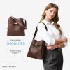 imageBOSTANTEN Bucket Bag Soft Vegan Leather Purses for Women Trendy Shoulder Handbags with Separate PouchDark Coffee