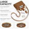 imageBOSTANTEN Small Crossbody Purse for Women Triple Zip Cell Phone Leather Handbag with Colored Shoulder StrapSuede Brown
