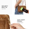 imageBOSTANTEN Small Crossbody Purse for Women Triple Zip Cell Phone Leather Handbag with Colored Shoulder StrapSuede Brown