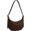 imageBOSTANTEN Purses for Women Crescent Crossbody Bag Vegan Leather Shoulder Hobo Handbag Adjustable StrapRegular Suede Coffee