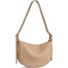 imageBOSTANTEN Purses for Women Crescent Crossbody Bag Vegan Leather Shoulder Hobo Handbag Adjustable StrapSmall Apricot