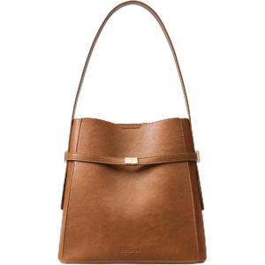 imageBOSTANTEN Bucket Bag Soft Vegan Leather Purses for Women Trendy Shoulder Handbags with Separate PouchBrown