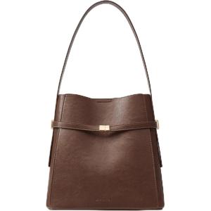 imageBOSTANTEN Bucket Bag Soft Vegan Leather Purses for Women Trendy Shoulder Handbags with Separate PouchDark Coffee